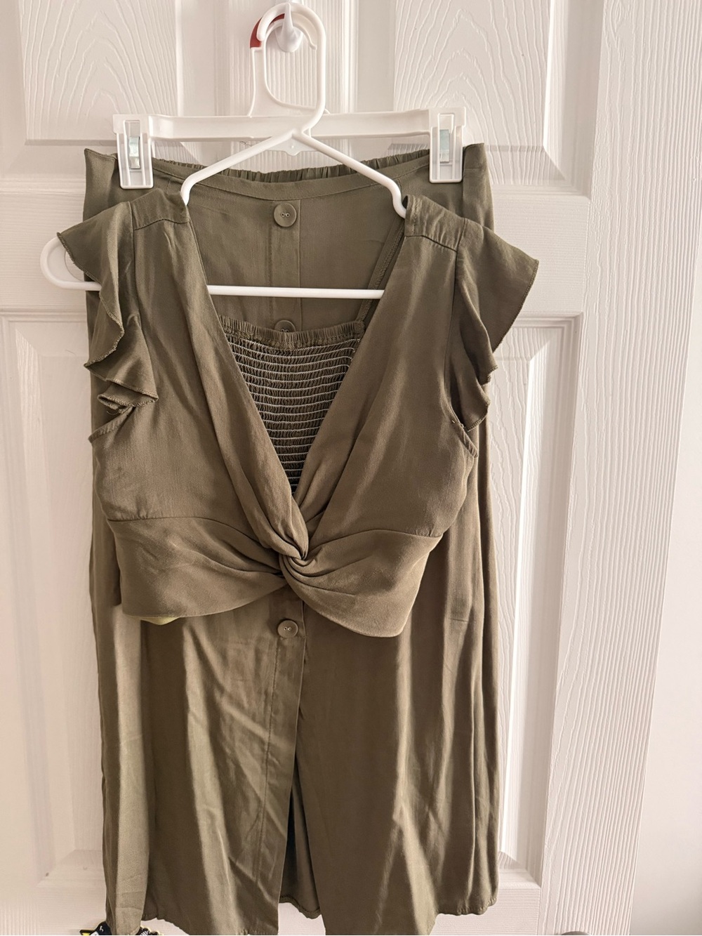 SHEIN Olive Green Twist-Front Women's Jumpsuit